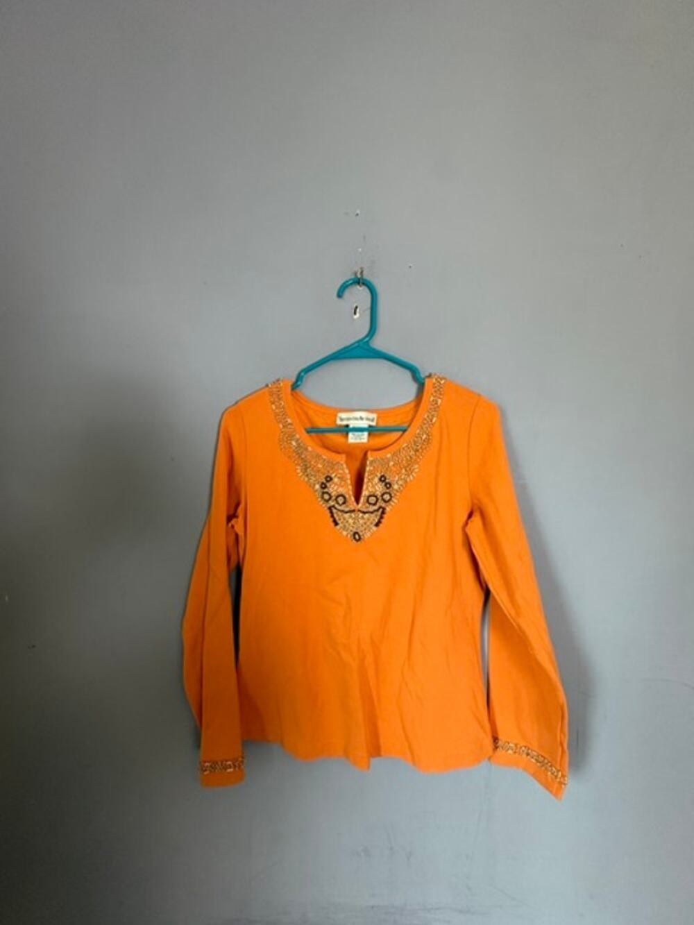 Seventh Avenue Womens Orange Embellished Tunic Blouse Size M